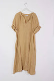Long dress in 100% linen REF.7161: Beige / Unique
