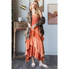 MINERAL WASHED TIERED RUFFLE HEM CAMI MAXI DRESS: DOLPHIN / S-M-L-XL(2-2-2-2)