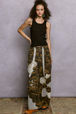 Floral Embroidered Patches Butterfly Patchwork Woven Pants: BLACK STRIPED MULTI / M