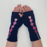 Fingerless Cashmere Gloves-Lupine: Rainbow on Grey / One Size Fits Most