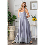 WASHED KEYHOLE BACK DETAILED WIDE LEG ROMPER: DOLPHIN / S-M-L-XL(2-2-2-2)