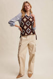 Crochet Granny Square Tassel Tie Vest LSW1006: Ecru / M