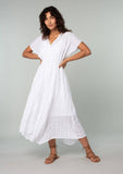 Cotton Button Front Handkerchief Midi Dress: White / M