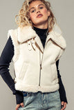 Sherpa Lined Cropped Biker Western Statement Vest: CAMEL / S-2/M-2/L-2
