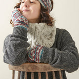 HIRA Cable Handknit Wool Lined Neckwarmer Scarf: Dark Grey