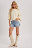 OVERSIZED BELL SLEEVE CABLE KNIT SWEATER: CREAM / S/M