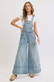 DENIM OVERALL WIDE-LEG JUMPSUIT : DENIM BLUE / Contemporary / L