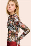 JCT7700-Semi Sheer Crew Neck Long Sleeve Mesh Layering Top: Hazelnut / L