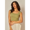 Solid Seamless Deep Scoop Back Tank Top: BLACK / SM