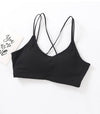 Soft Breathable Cotton Padded Bra Bralette crop top: Green / M