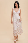 TIERED TIE STRAP MIDI DRESS: GOLDEN POPPY / M