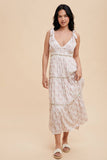 TIERED TIE STRAP MIDI DRESS: GOLDEN POPPY / M