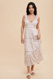 TIERED TIE STRAP MIDI DRESS: GOLDEN POPPY / S