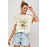 HONEY FARM FRESH VINTAGE GRAPHIC CROP TOP: IVORY / S