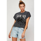STAY WILD  GRAPHIC CROP TOP: IVORY / L
