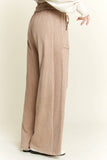 Mineral Wash Side Knit detail wide leg pants HE5878P: Latte / S-M-L / 2-2-2