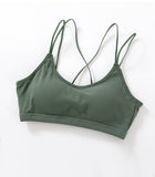 Soft Breathable Cotton Padded Bra Bralette crop top: Green / M