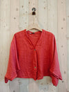 REF 11870 SHORT ELBOW SLEEVE BLOUSE 100% LINEN: BEIGE