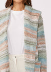 Knit Space Dye Long Sleeve Open Front Cardigan: Navy/Taupe / One Size