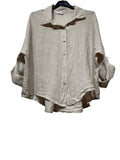 60832 OVERSIZED-CUT LINEN SHIRT: MOUTARDE