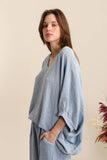 Blouse in 50% linen and 50% cotton REF. 4652: White