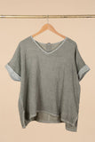 Linen cotton blend t-shirt 10% LINEN 90% COTTON 6763: Tabacco