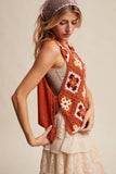 Crochet Granny Square Tassel Tie Vest LSW1006: Ecru / M