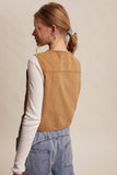 Colored Denim Tie-Front Vest LVT018: Mocha / L