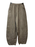 8048 LINEN TROUSERS WITH STRUCTURED PANELS: PERSIMMON