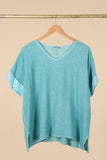 Linen cotton blend t-shirt 10% LINEN 90% COTTON 6763: Vert canard