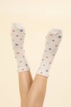 SC10038C-Floral Printed Textures Crew Socks: CREAM / OS/5