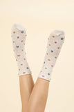 SC10038C-Floral Printed Textures Crew Socks: CREAM / OS/5