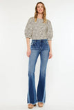 OPEN PACK  PIECING DETAIL FLARE JEANS-KC2512M: MEDIUM / 5/26