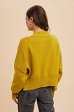 KNITTED MOCKNECK PULLOVER SWEATER: CAMEL / M