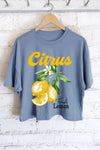 CITRUS FRESH LEMON GRAPHIC LONG CROP TOP: Natural