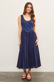 BASQUE WAIST FRAYED EDGE TIERED DRESS: OFF WHITE / S