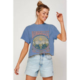 WANDERLUST VINTAGE GRAPHIC CROP TOP: IVORY / L