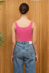 WASHED SEAMLESS CROP TOP: DENIM