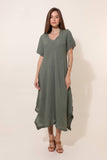 100% Linen Dress REF. 3647: Khaki
