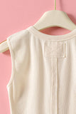 Raw Edge Ribbed Henley Tank: MINT / S-M-L:2-2-2