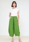 75096 solid linen balloon pants with elasticated waist: MUSTARD