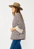 Reversible Floral Quilted Jacket: MAUVE/NATURAL / S