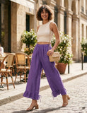 4029 WIDE LINEN PANTS WITH EYELET EMBROIDERY: Orange