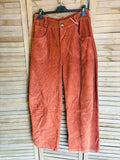 Corduroy trousers 30577 100% cotton: Persimmon