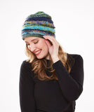 Multi color Wool & Silk Beanie. CH55: Multi-Colored