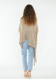 Asymmetrical cotton sweater with decorative knot 1516 100% cotton: Beige