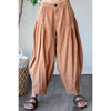WASHED PLEAT DETAIL COTTON LINEN PANTS: BRICK / S-M-L-XL(2-2-2-2)