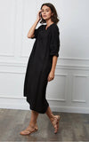 Long dress in 100% linen REF.7161: Wasabi / Unique