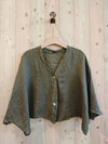 REF 11870 SHORT ELBOW SLEEVE BLOUSE 100% LINEN: BEIGE