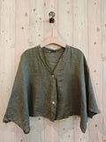 REF 11870 SHORT ELBOW SLEEVE BLOUSE 100% LINEN: BEIGE
